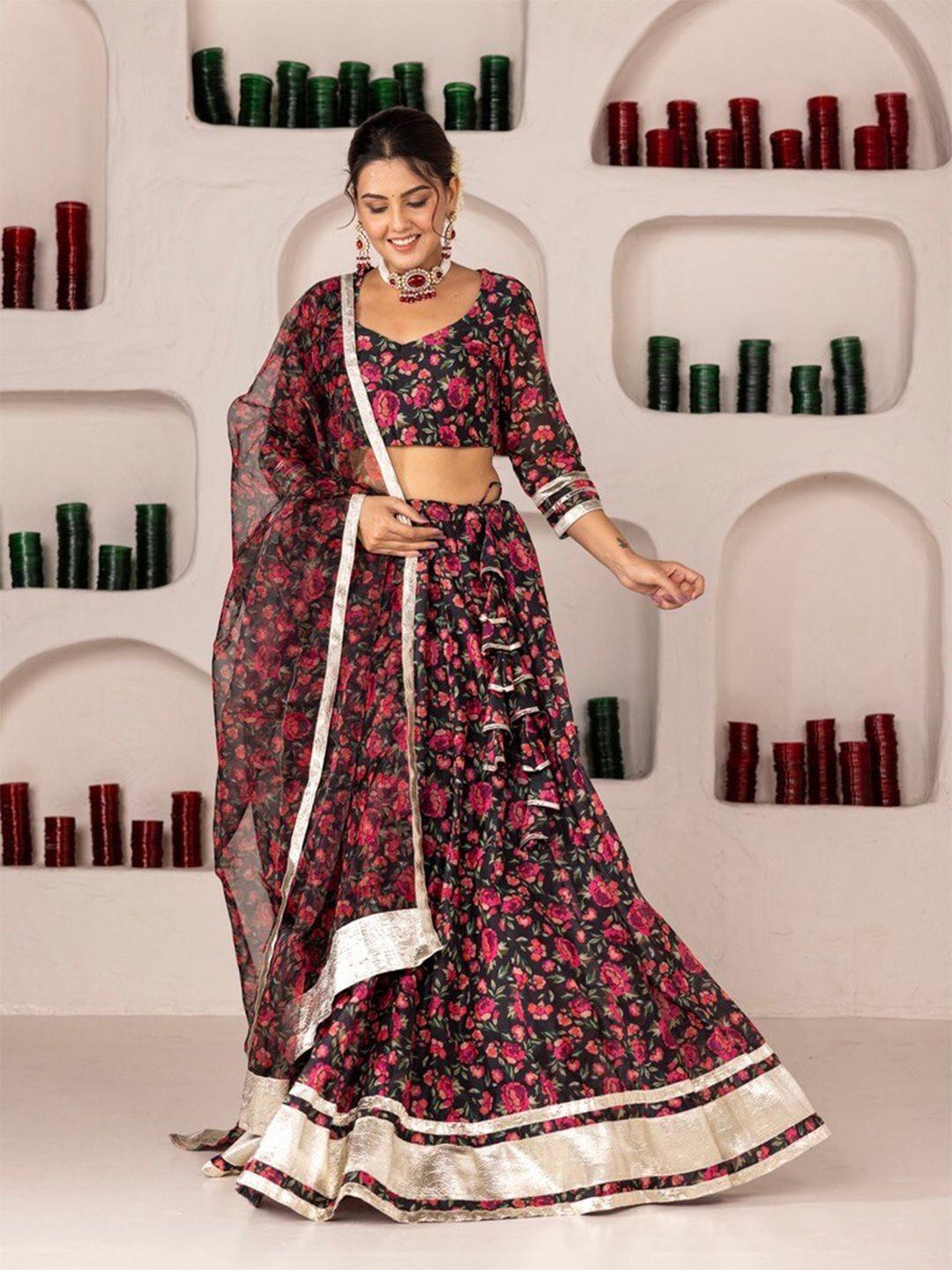 onewe floral printed ready to wear lehenga & blouse with dupatta