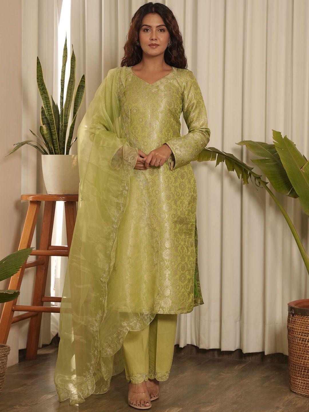 onewe women floral regular kurta with trousers & with dupatta