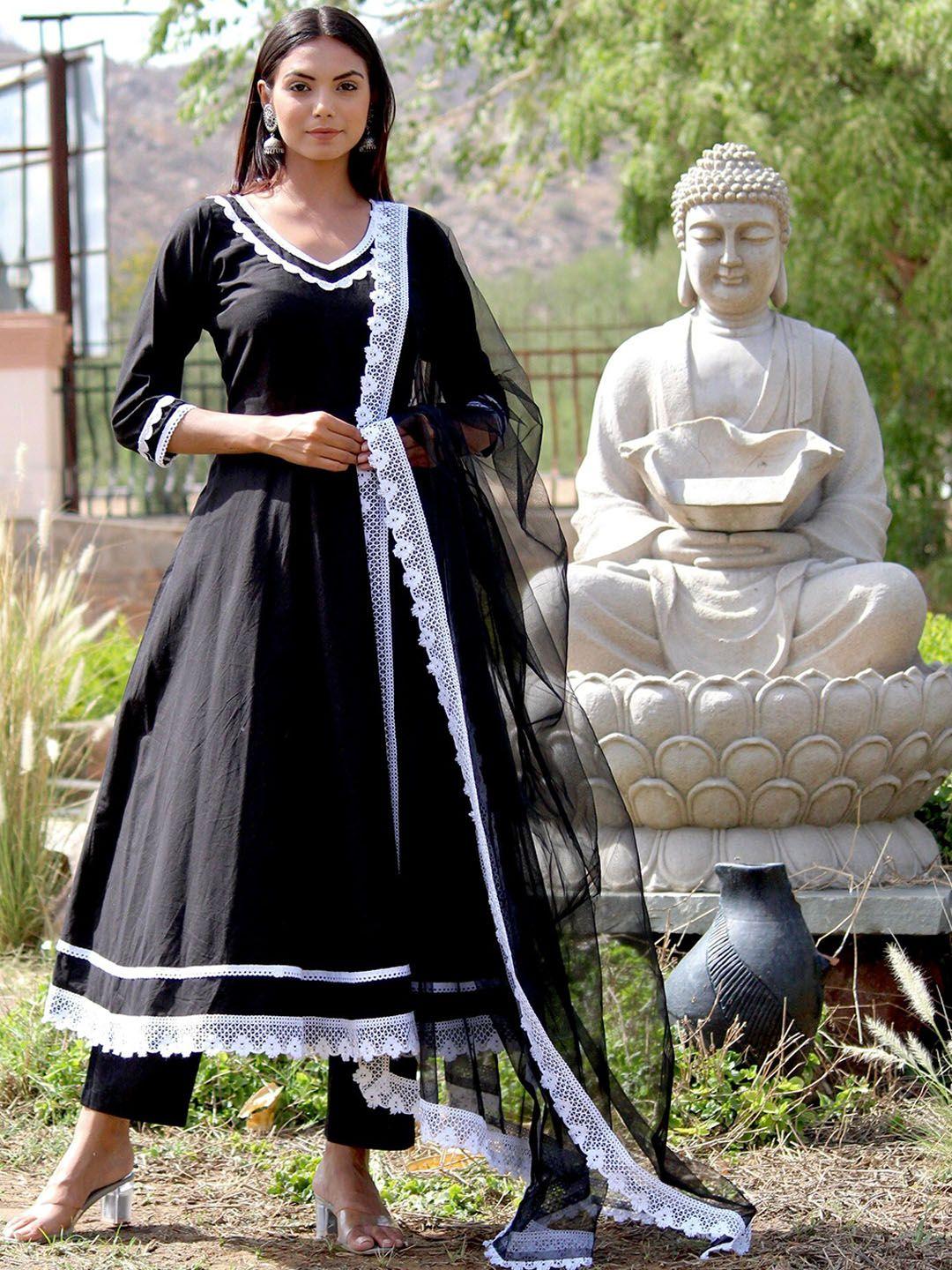 onewe women pure cotton kurta with trousers & dupatta