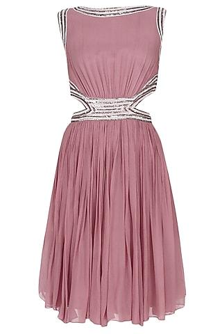 onion pink sequins embellished cut out dress