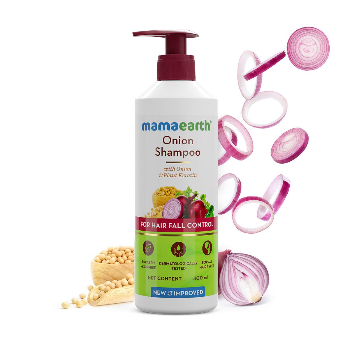 onion shampoo with onion & plant keratin for hair fall control - 400ml