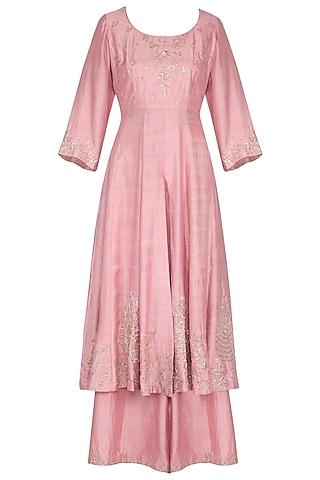 onion pink dabka embroidered kurta set