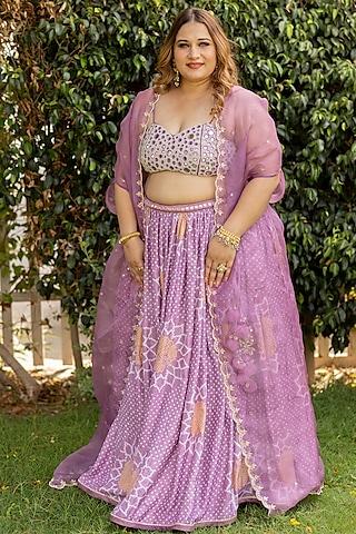 onion pink embroidered lehenga set with cape