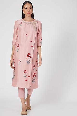 onion pink floral printed kurta set