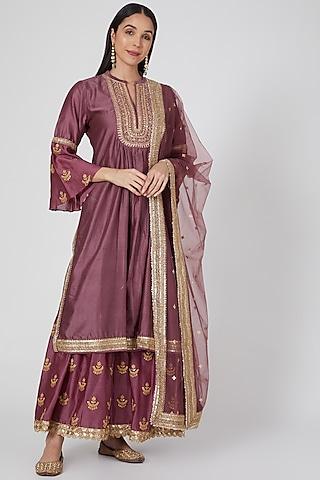 onion pink gharara set with embroidered dupatta