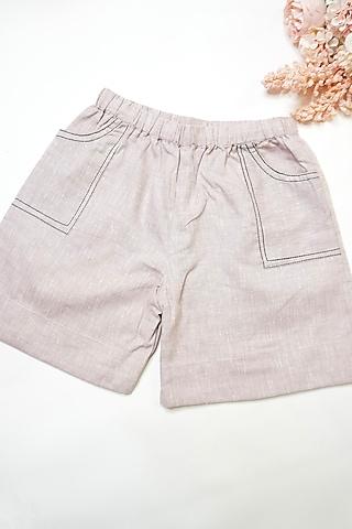 onion pink linen & lyocell shorts for girls