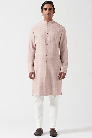 onion pink matka silk kurta set