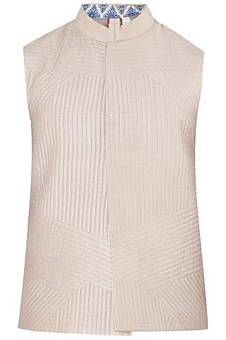 onion pink quilted embroidered waistcoat