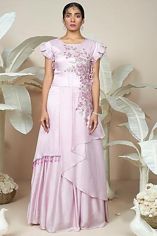 onion pink silk gown