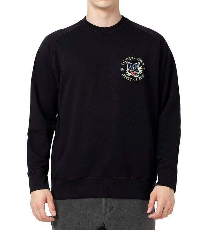 onitsuka tiger black embroidery regular fit sweatshirt