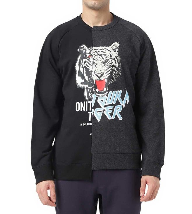 onitsuka tiger black logo regular fit sweatshirt