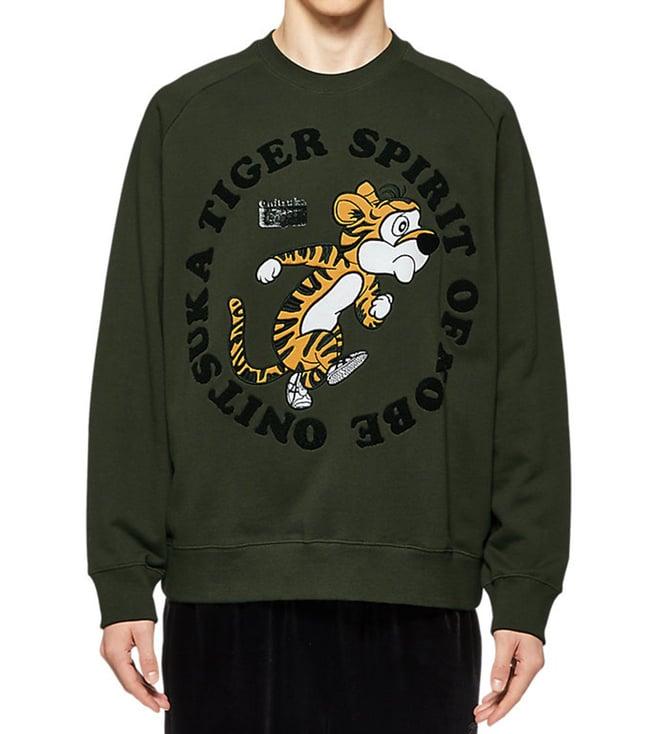 onitsuka tiger green sweat logo regular fit sweatshirt