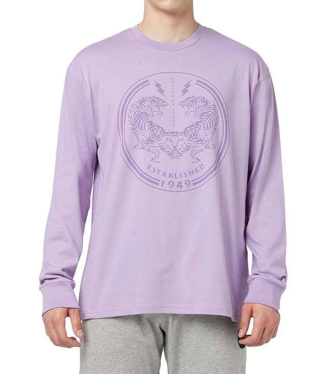 onitsuka tiger lavender printed regular fit t-shirt