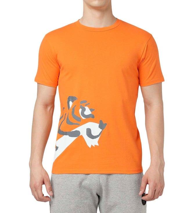 onitsuka tiger orange printed regular fit t-shirt