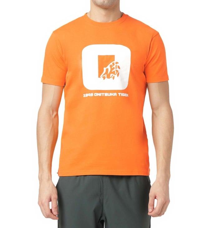 onitsuka tiger orange printed regular fit t-shirt