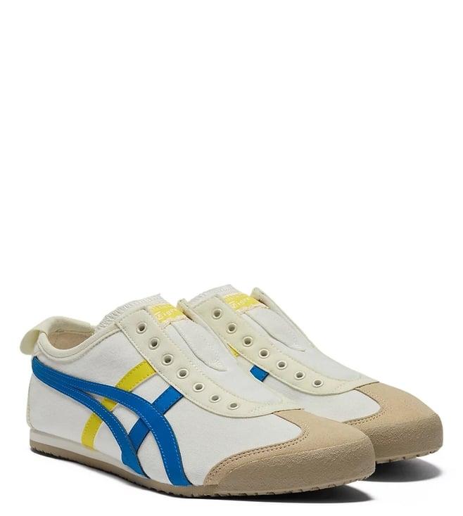 onitsuka tiger unisex mexico 66 cream & directoire blue slip on sneakers