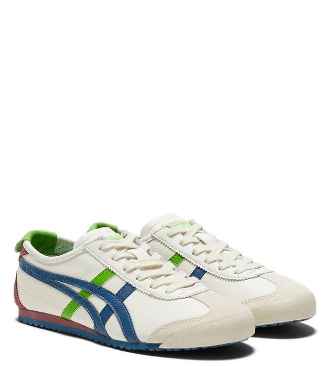 onitsuka tiger unisex mexico 66 cream & mako blue sneakers