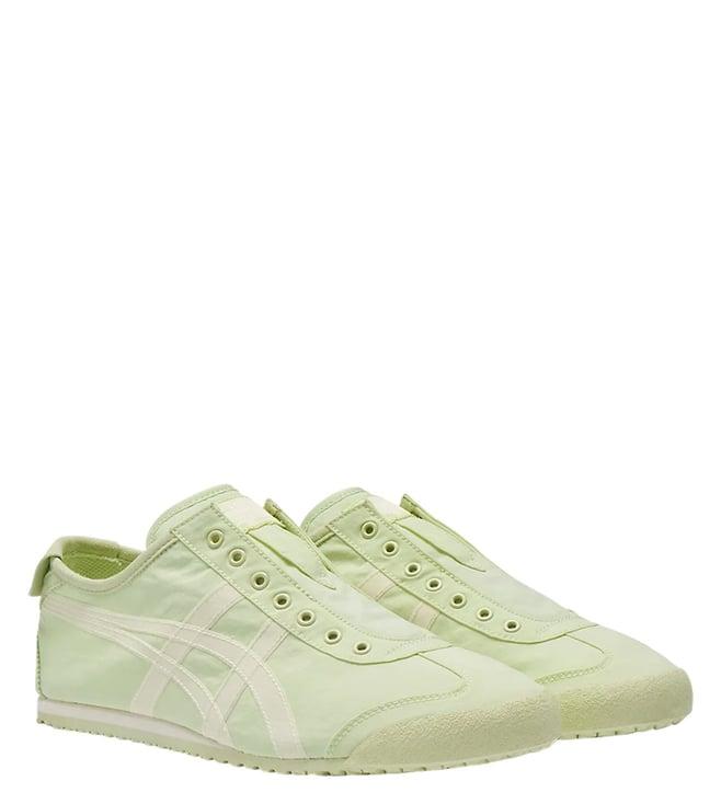 onitsuka tiger unisex mexico 66 green & cream slip on sneakers