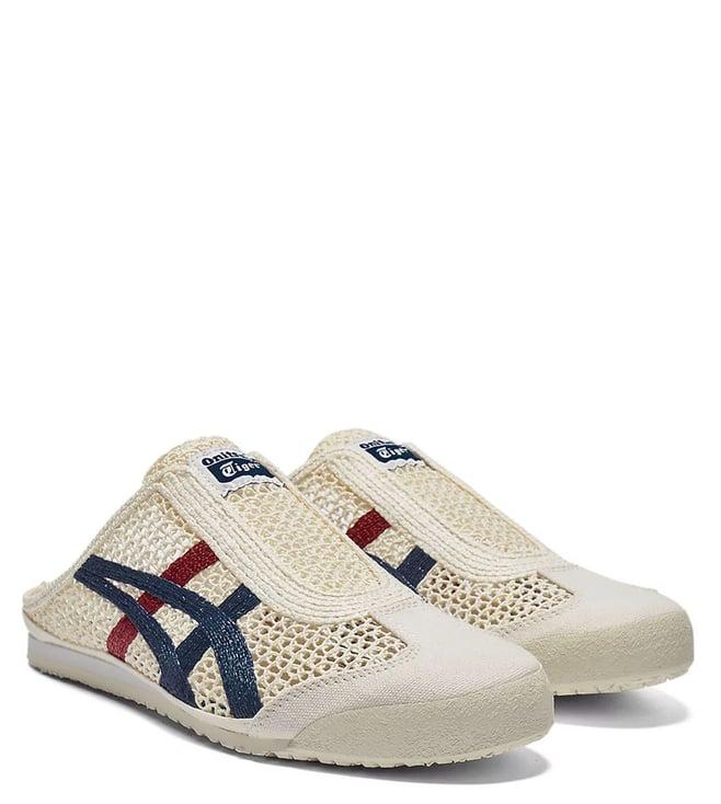 onitsuka tiger unisex mexico 66 sabot cream & mako blue mules