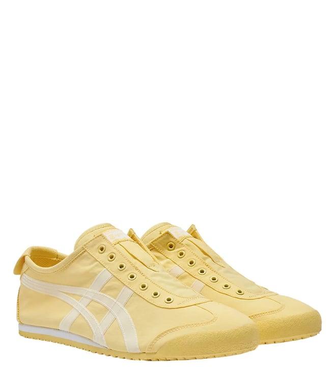 onitsuka tiger unisex mexico 66 yellow & white slip on sneakers