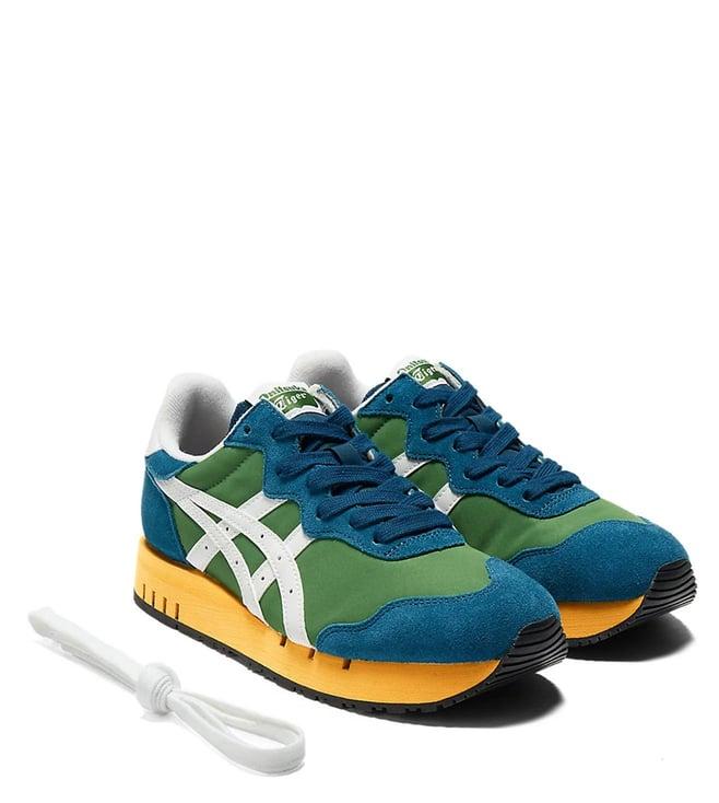 onitsuka tiger unisex x-caliber spinach green & white sneakers