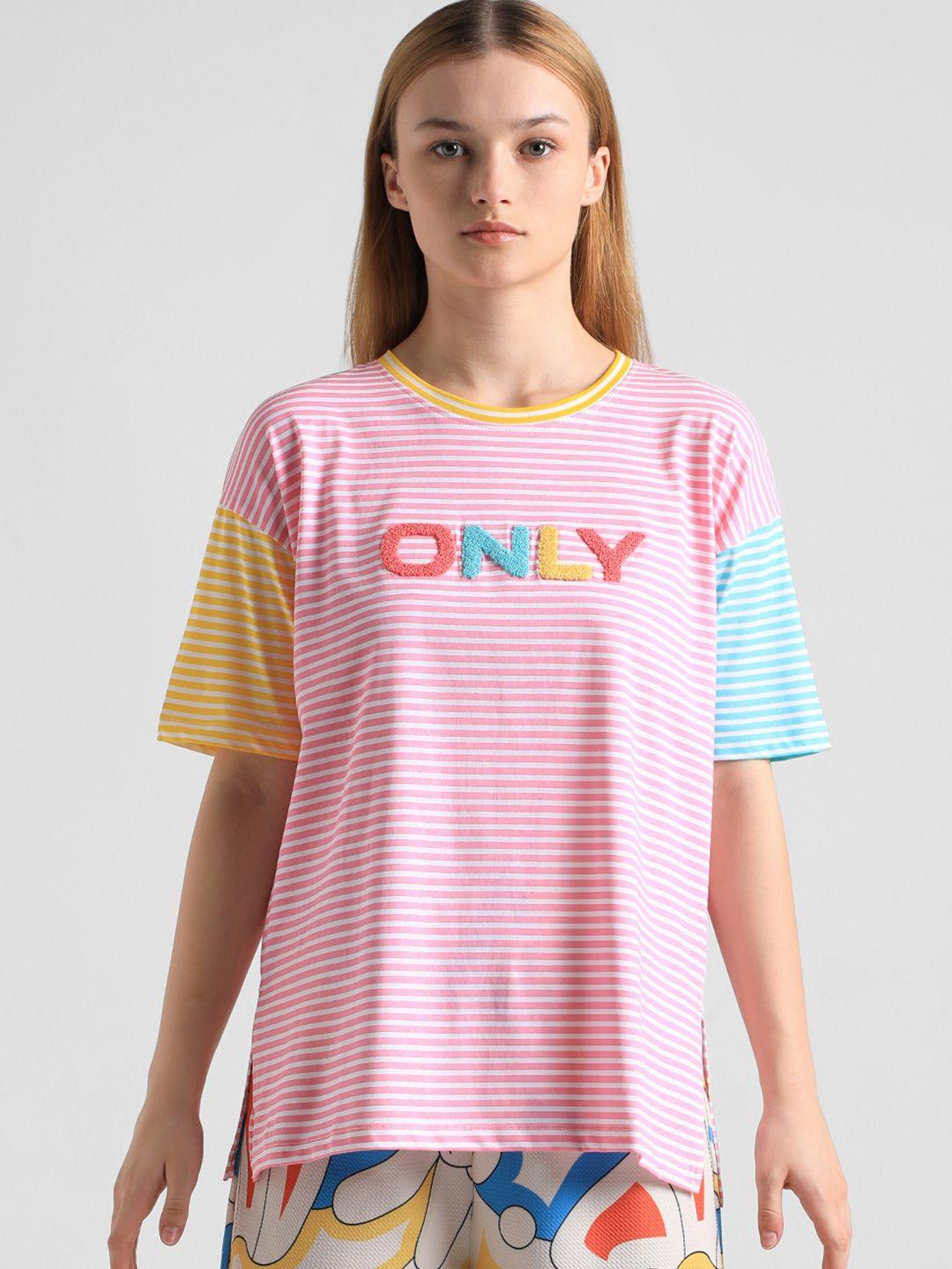 only  striped applique t-shirt
