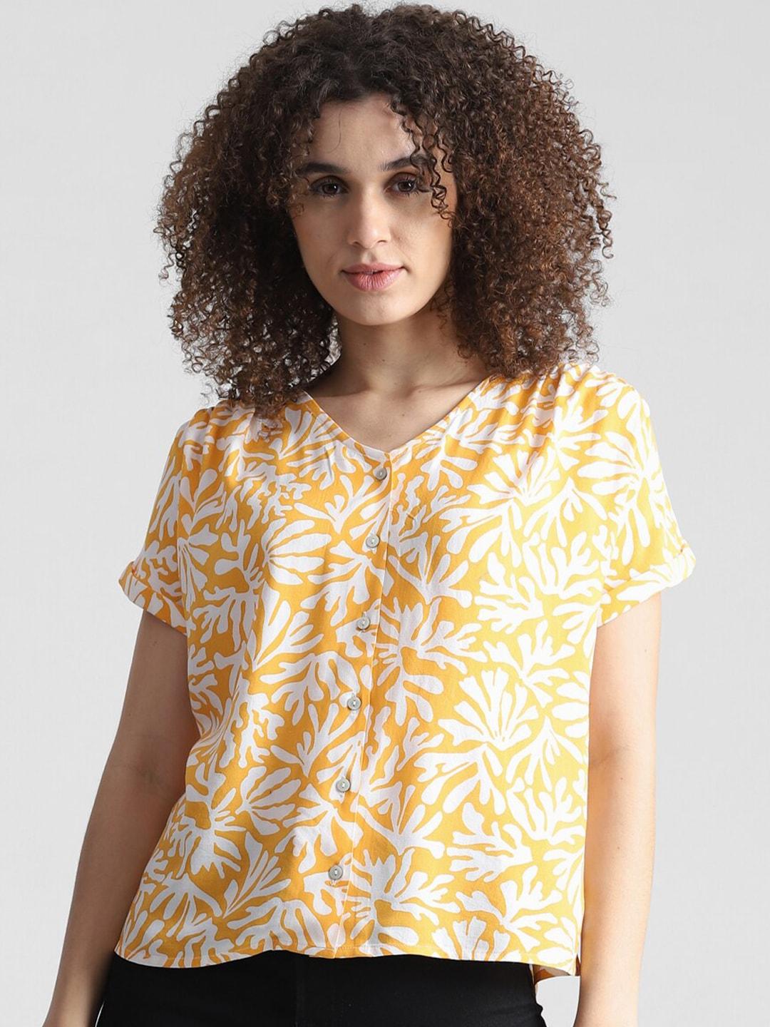 only abstract printed v-neck top