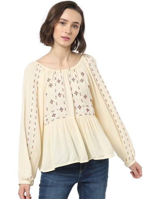 only beige embriodered top