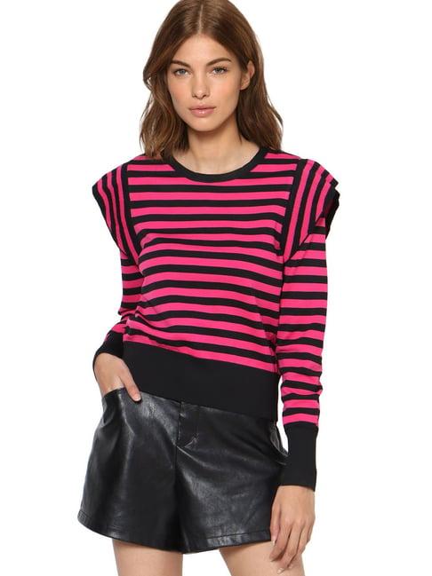only black & pink striped pullover