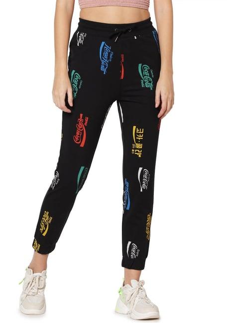 only black graphic print joggers
