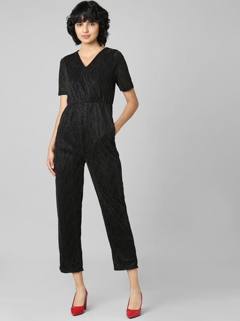 only black textured jumpsuit