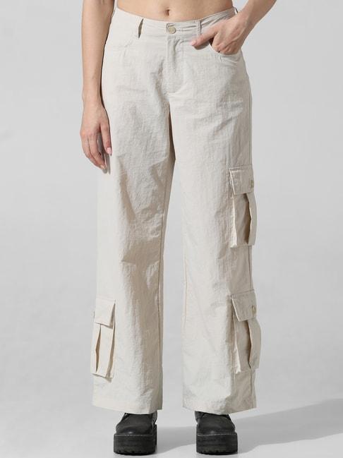 only cream relaxed fit mid rise cargo pants