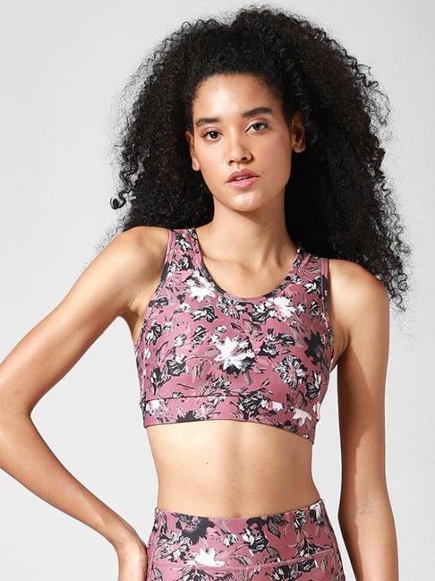 only dusty pink blended floral print sports bra