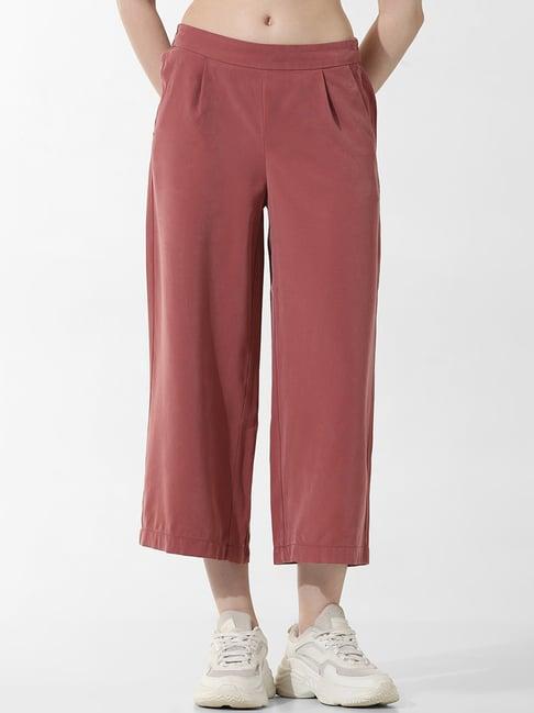 only dusty pink straight fit mid rise culottes