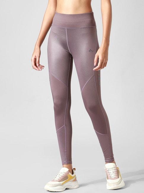 only dusty purple printed high rise tights