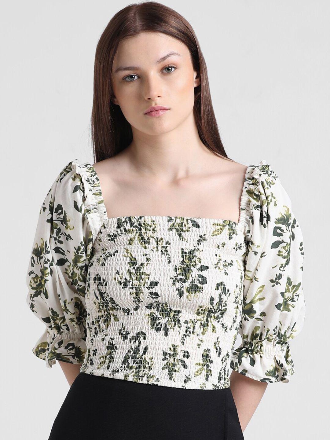 only floral print puff sleeves top