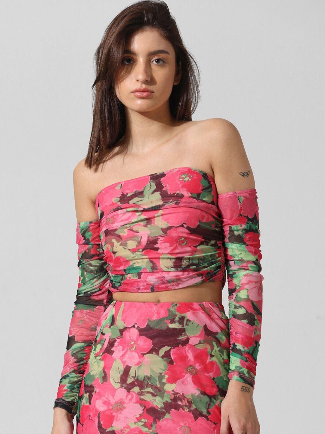 only floral printed one shoulder tube top