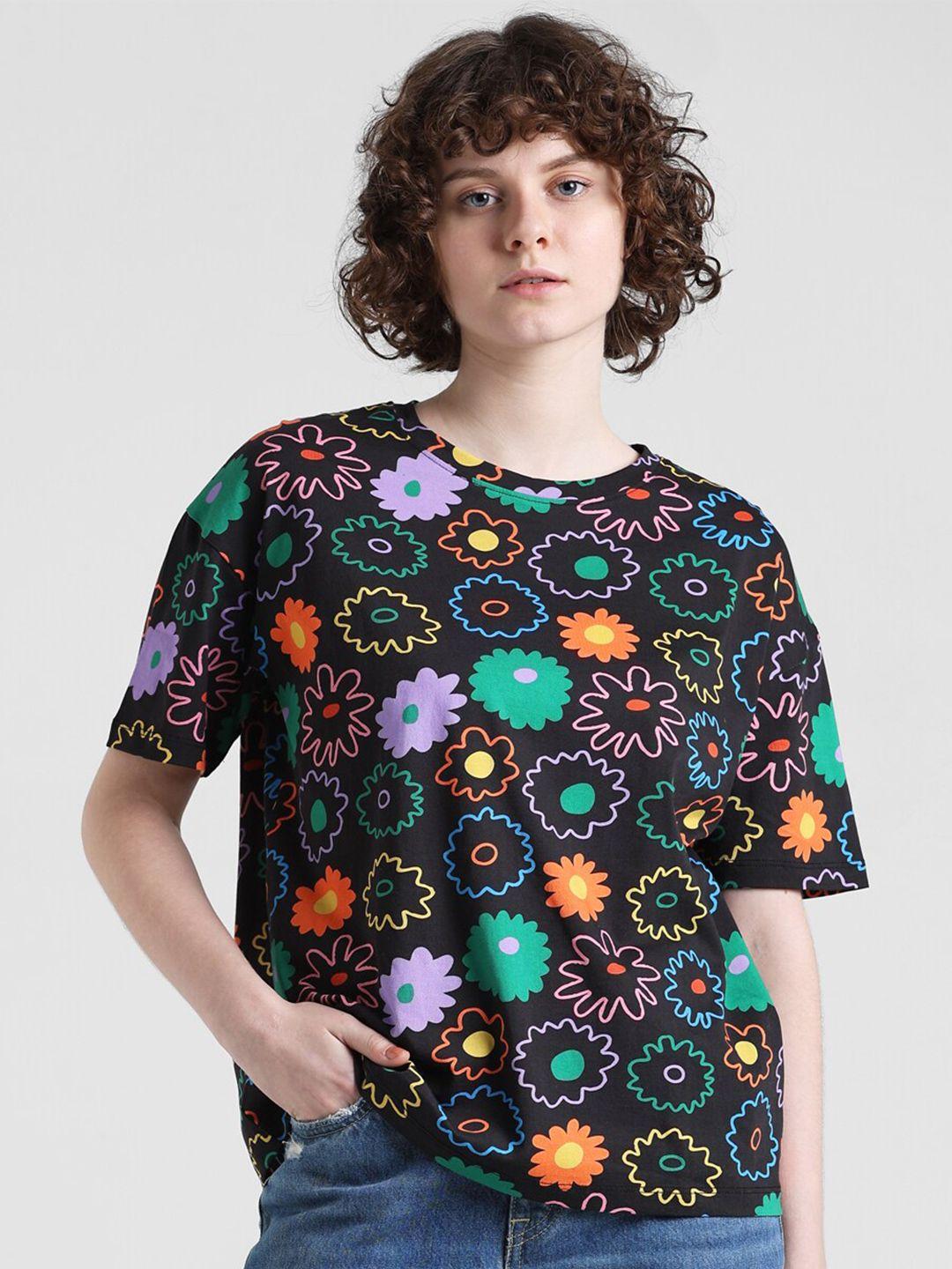 only floral printed pure cotton t-shirt