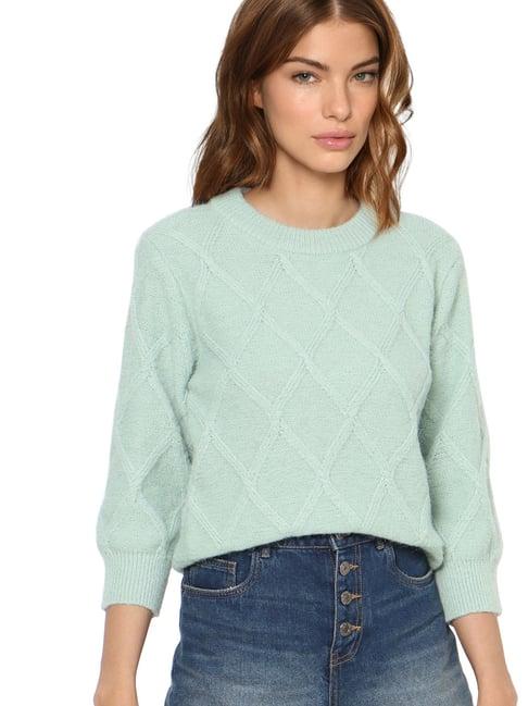only frost green self design pullover