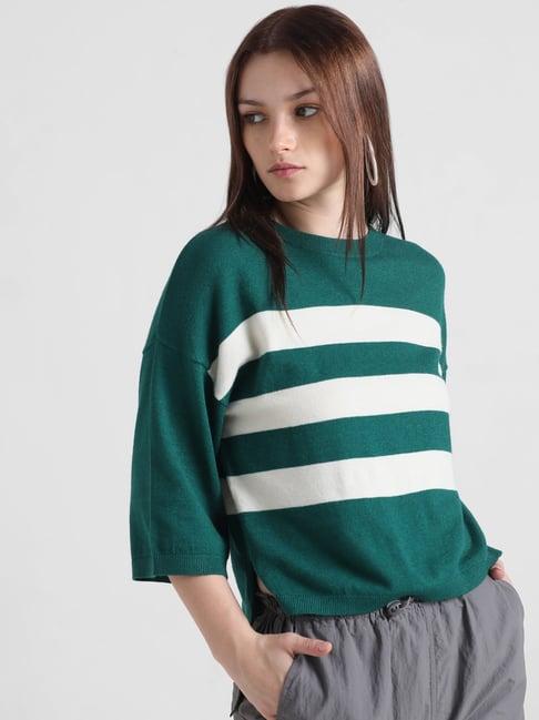 only green striped pullover