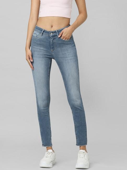 only light blue cotton skinny fit jeans