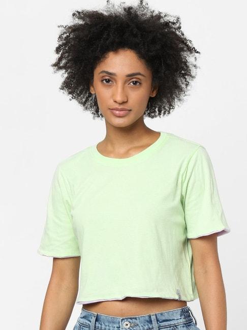 only light green boxy fit crop t-shirt