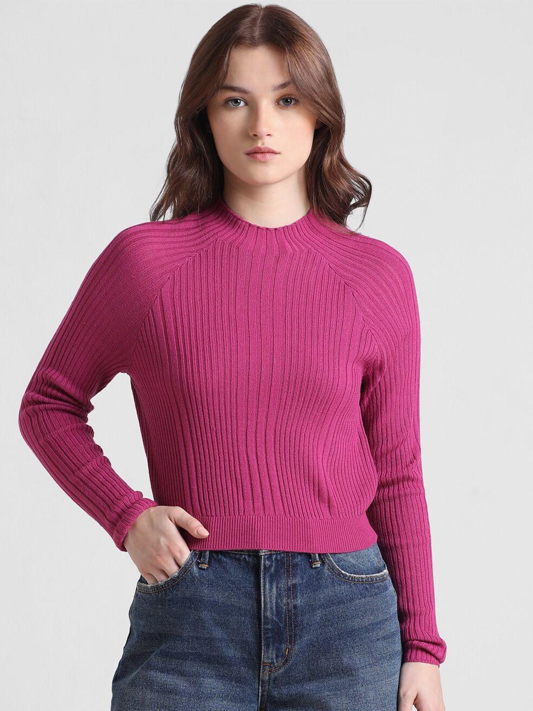only mock collar acrylic ribbed pullover