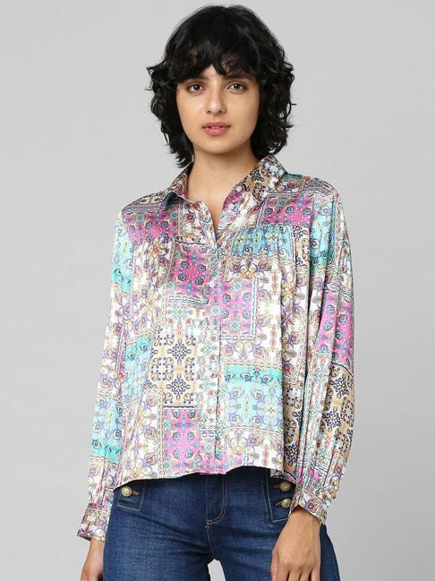 only multicolor printed shirt