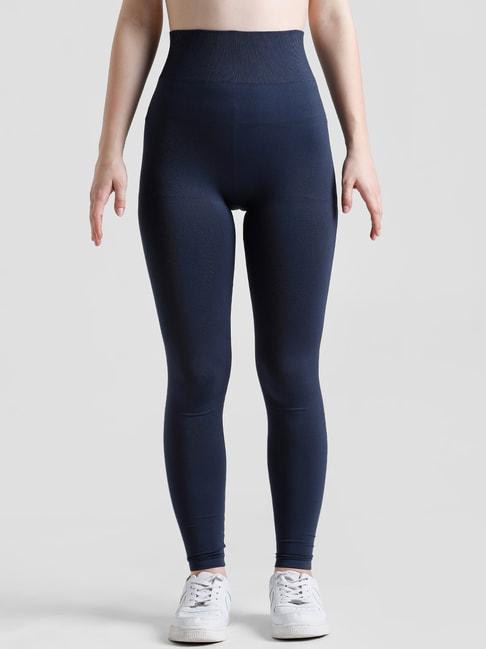 only navy nylon regular fit high-rise tights