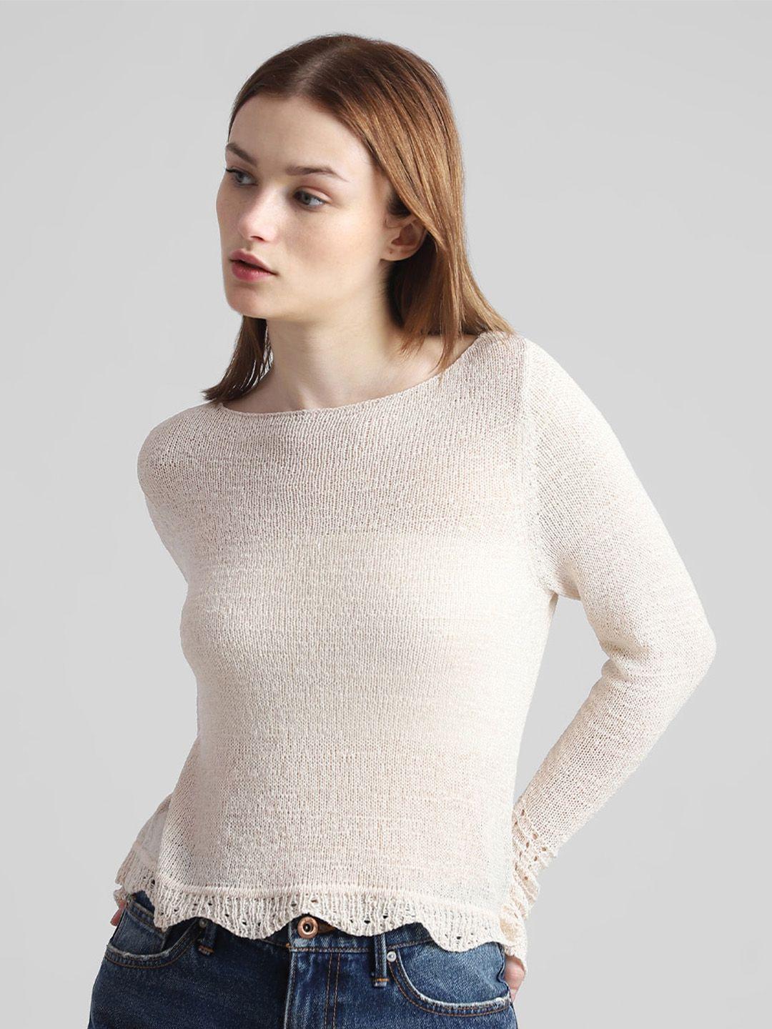 only onlkia ls knit boat neck long sleeves acrylic pullover