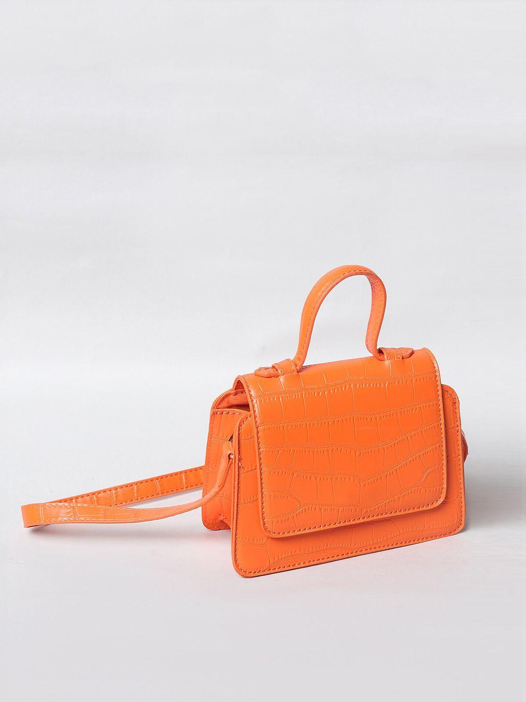 only orange oversized structured satchel with tasselled