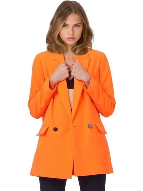 only orange peaked lapel blazer