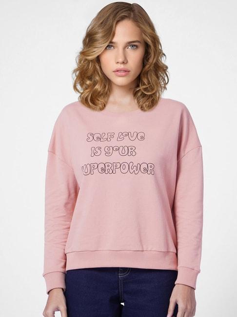 only pink cotton graphic print sweatshirt
