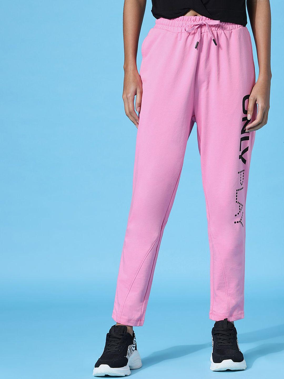 only play women pink solid cotton track pants onlpwhoosh joggers j